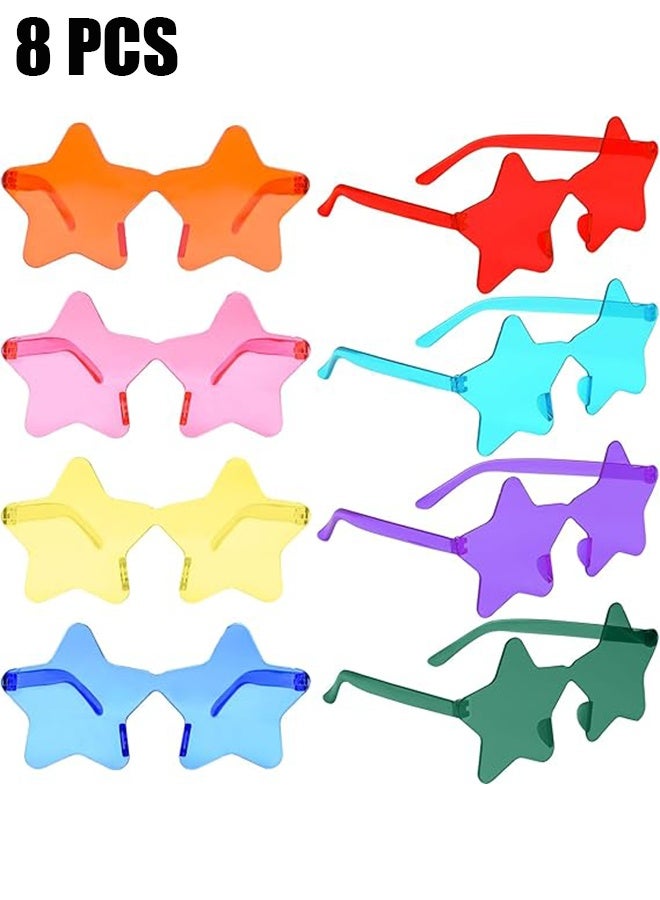 Ba Love 8 Pcs Star Shaped Rimless Sunglasses Frameless Star Sunglasses Transparent Candy Colour Glasses Tinted Eyewear Bachelorette Party Favours Photo Booth Props - Image 1
